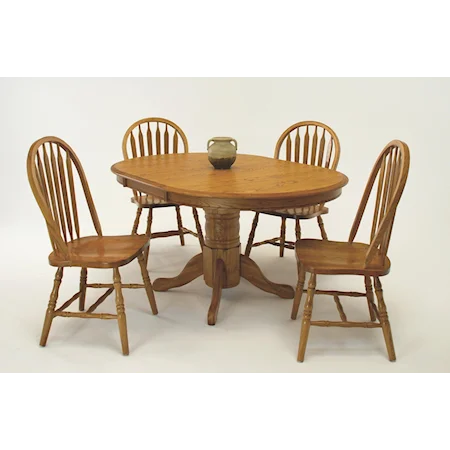 Casual 5 Piece Wide Oval Dining Table with Laminate Top and Chair Set